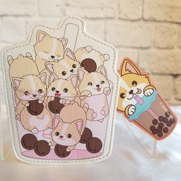 Corgi Puppy Dogs Boba Drink Boxlunch Exclusive Cardholder Wallet New Limited - Picture 3 of 12